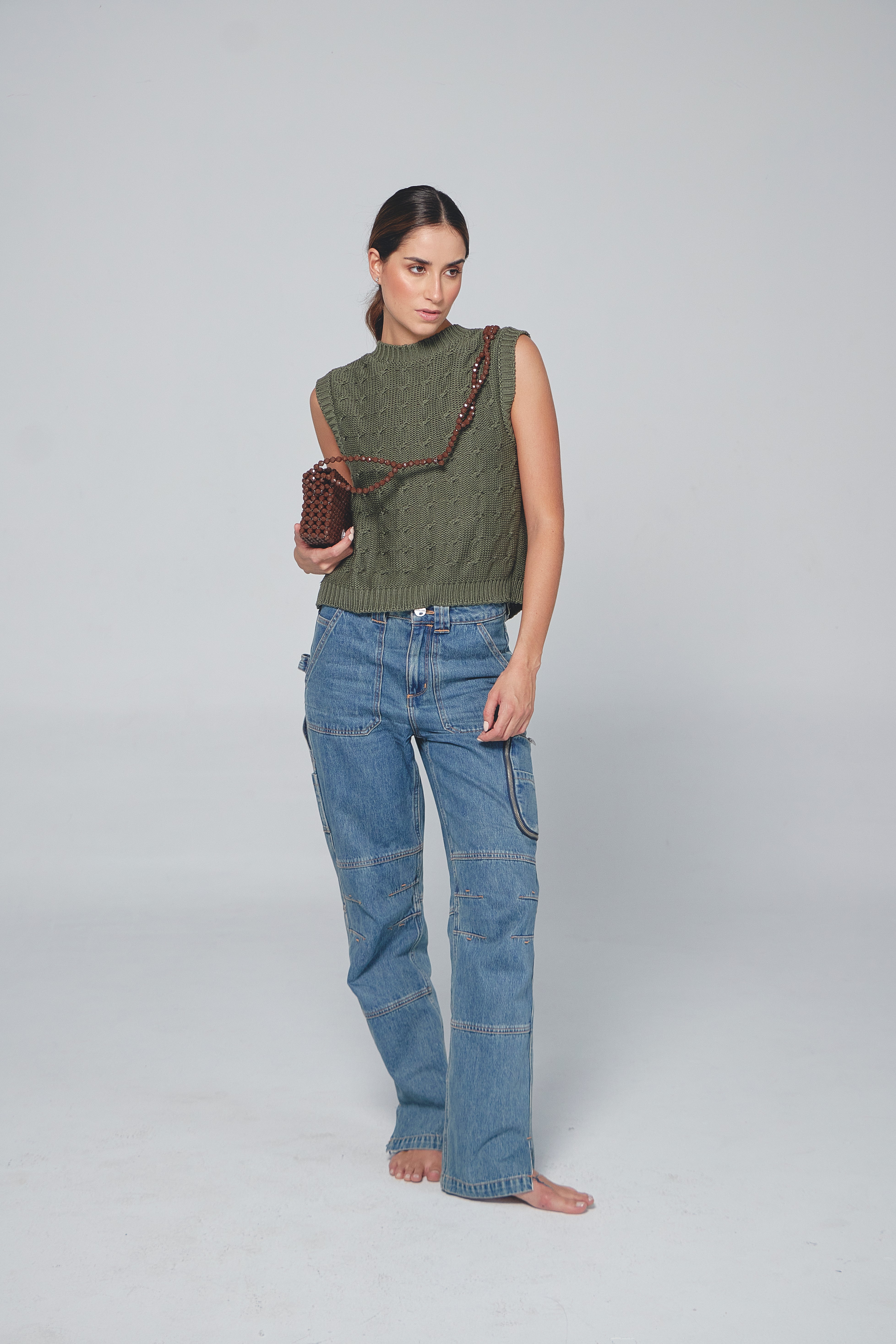 TIED BACK KNIT - VINEYARD GREEN