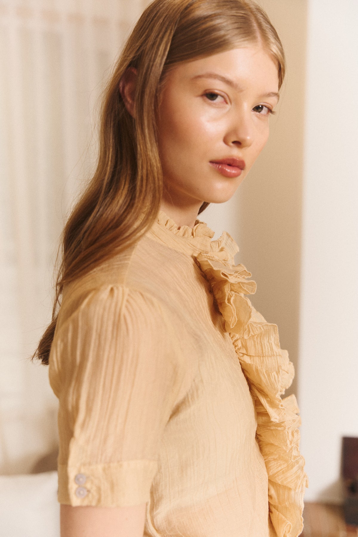 Ruffle Blouse in Yellow