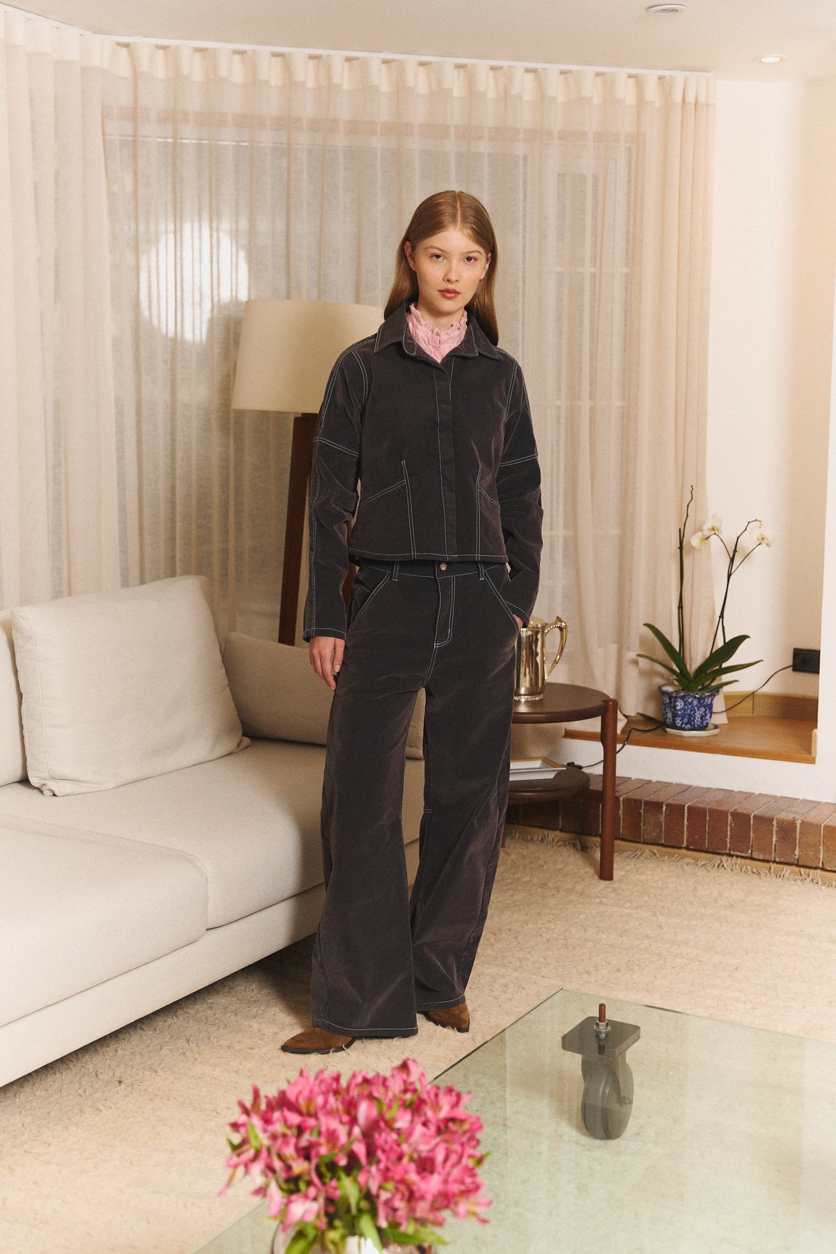 Craftsman Jacket in Flocked Deep Blue