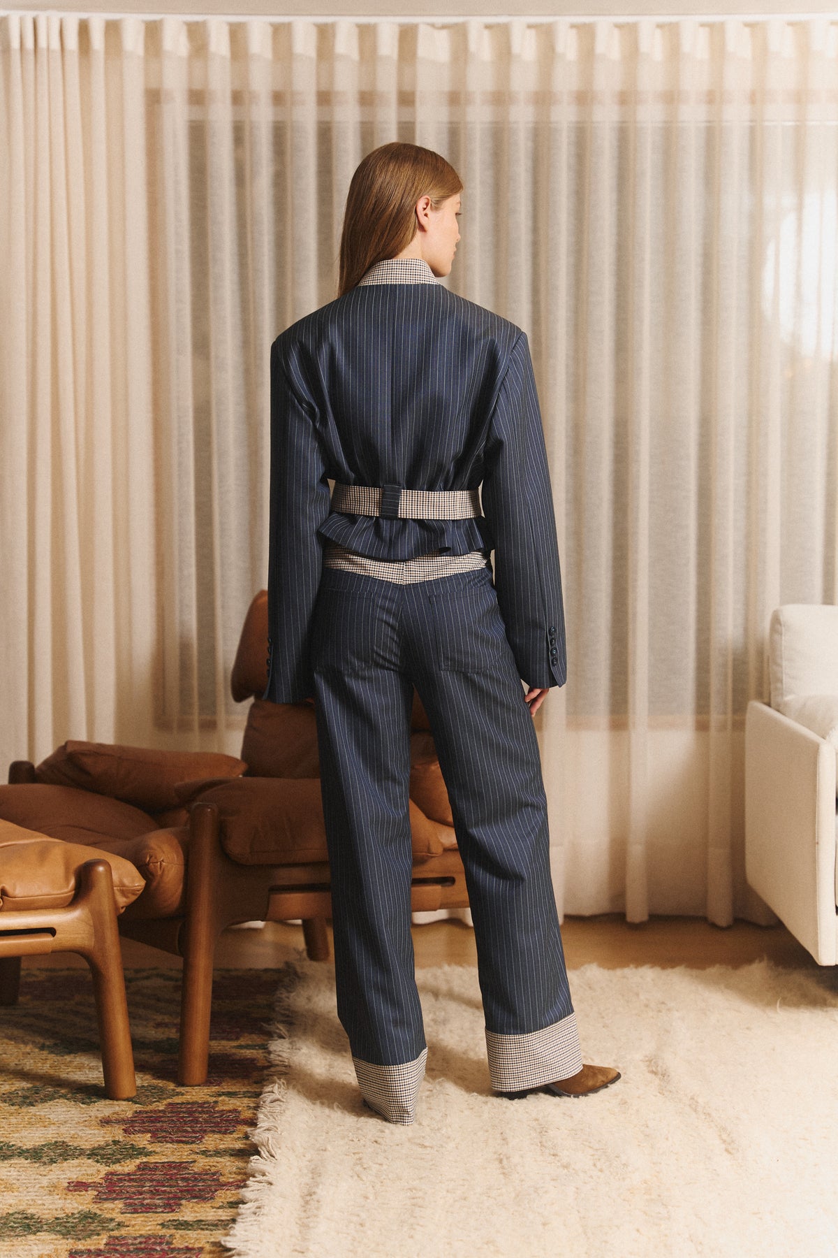 Estate Jacket in Navy Pinstripes