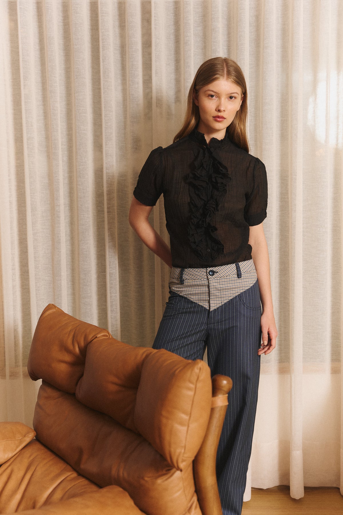 Ruffle Blouse in Black