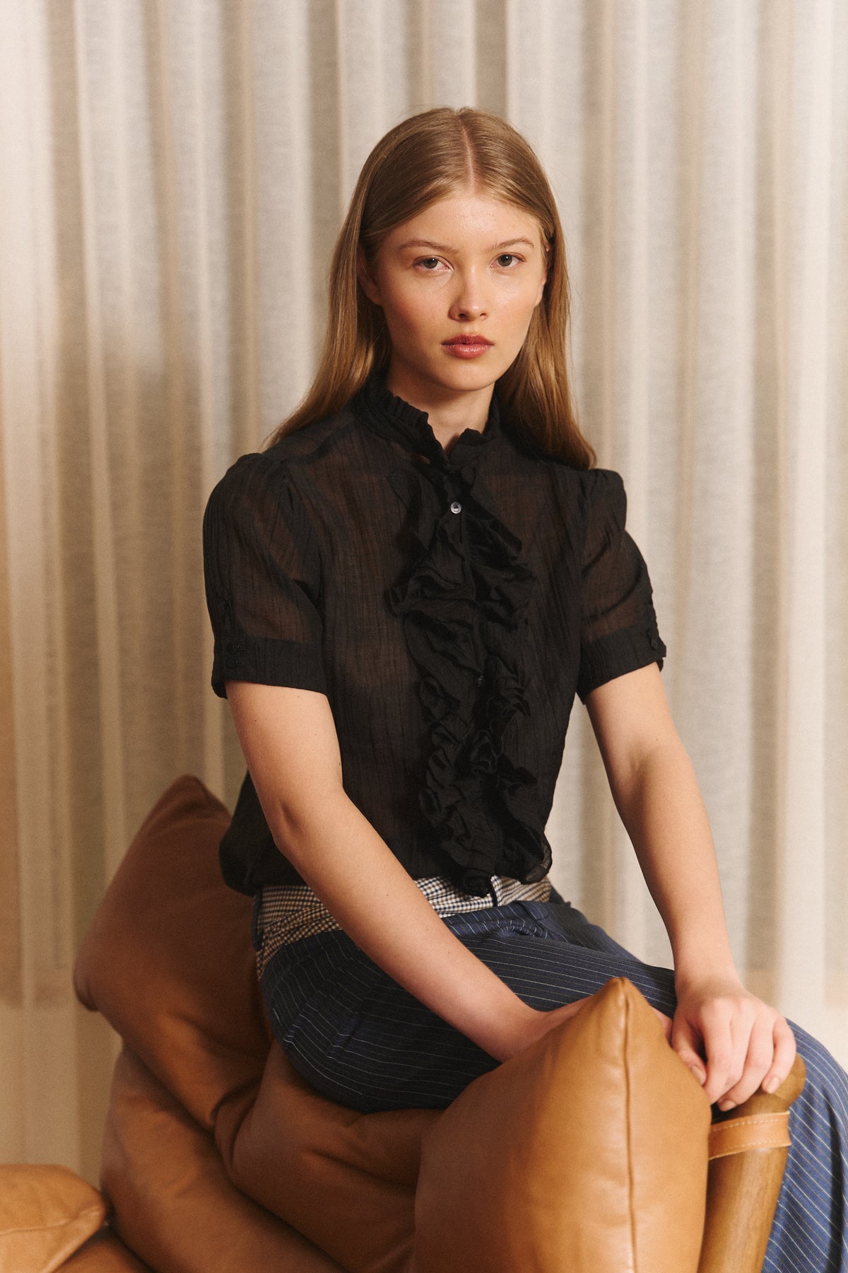Ruffle Blouse in Black