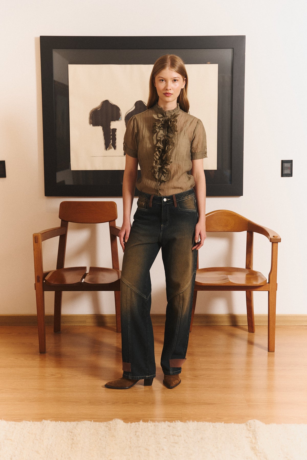 Ruffle Blouse in Sage