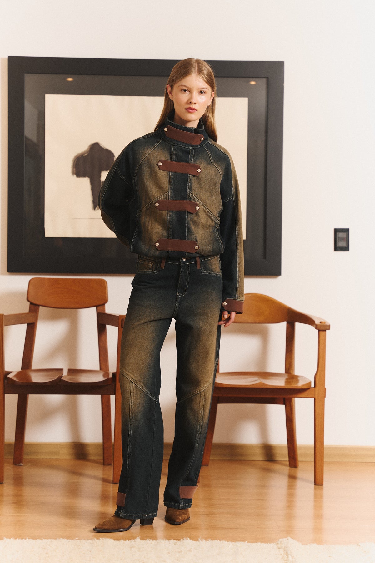 Buckle Jean in Green Indigo